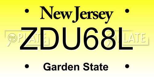 ZDU68L New Jersey License Plate