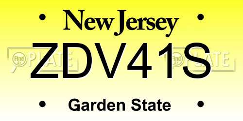 ZDV41S New Jersey License Plate