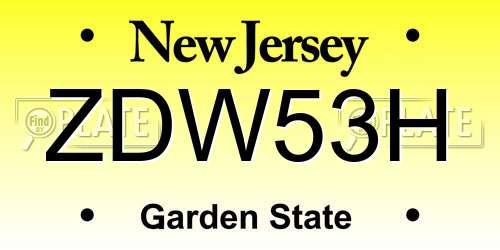 ZDW53H New Jersey License Plate