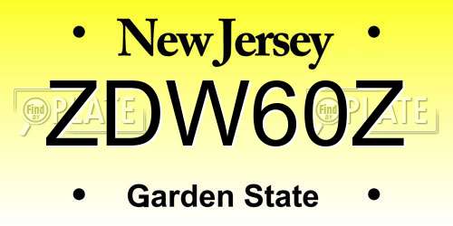 ZDW60Z New Jersey License Plate