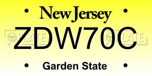 ZDW70C New Jersey License Plate