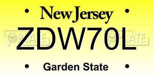 ZDW70L New Jersey License Plate