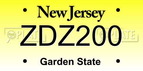 ZDZ200 New Jersey License Plate