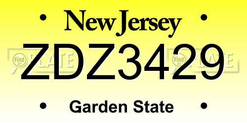 ZDZ3429 New Jersey License Plate