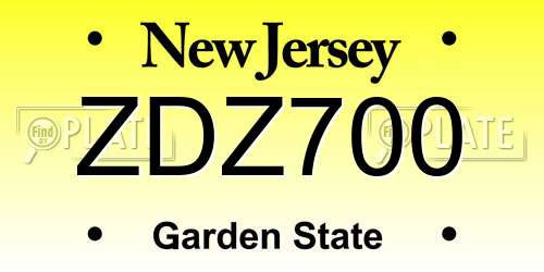 ZDZ700 New Jersey License Plate