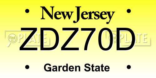 ZDZ70D New Jersey License Plate