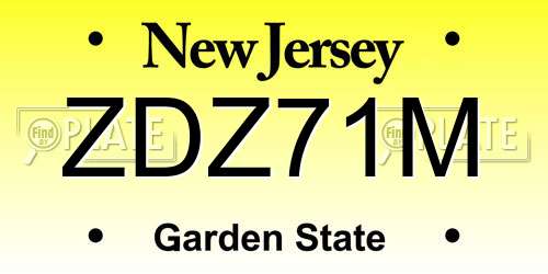 ZDZ71M New Jersey License Plate