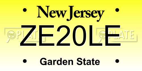 ZE20LE New Jersey License Plate
