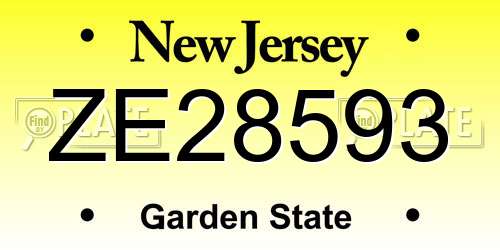 ZE28593 New Jersey License Plate