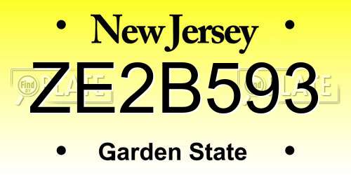 ZE2B593 New Jersey License Plate