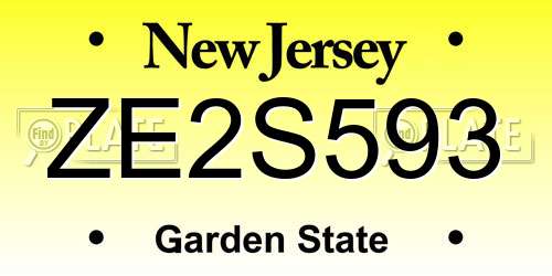 ZE2S593 New Jersey License Plate