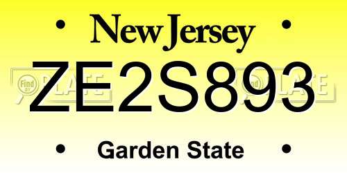 ZE2S893 New Jersey License Plate