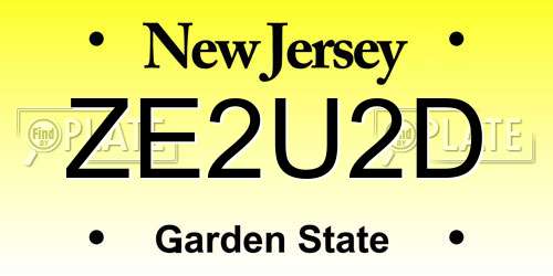 ZE2U2D New Jersey License Plate