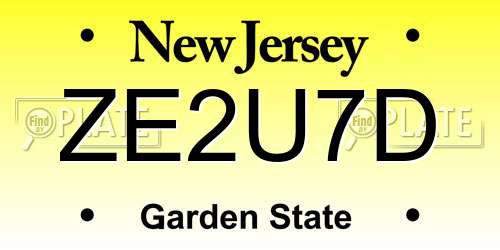 ZE2U7D New Jersey License Plate