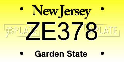ZE378 New Jersey License Plate