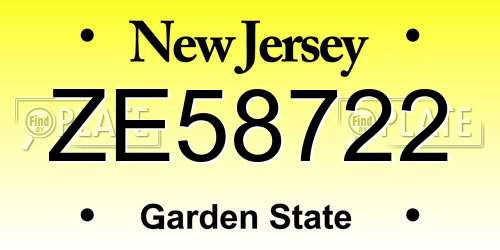 ZE58722 New Jersey License Plate