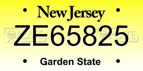 ZE65825 New Jersey License Plate