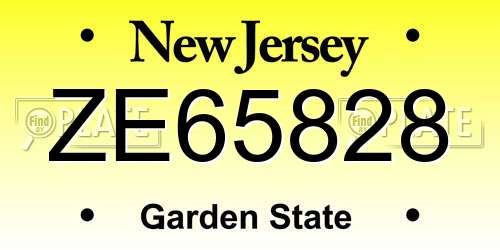 ZE65828 New Jersey License Plate