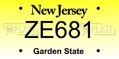 ZE681 New Jersey License Plate