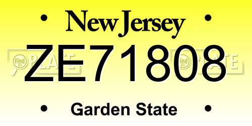 ZE71808 New Jersey License Plate