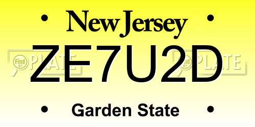 ZE7U2D New Jersey License Plate