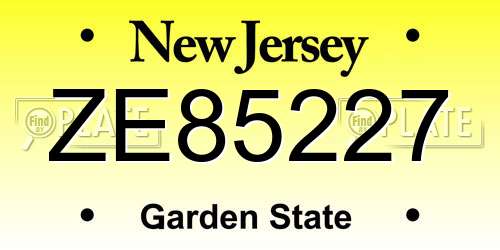ZE85227 New Jersey License Plate