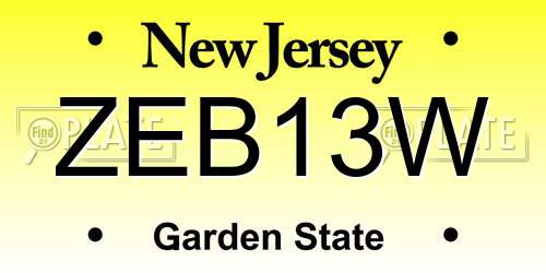 ZEB13W New Jersey License Plate