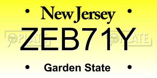 ZEB71Y New Jersey License Plate