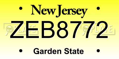 ZEB8772 New Jersey License Plate