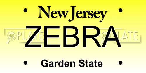 ZEBRA New Jersey License Plate