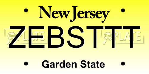 ZEBSTTT New Jersey License Plate