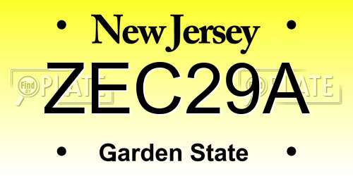 ZEC29A New Jersey License Plate