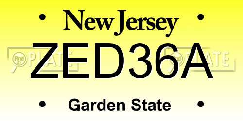 ZED36A New Jersey License Plate