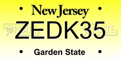 ZEDK35 New Jersey License Plate