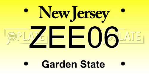 ZEE06 New Jersey License Plate