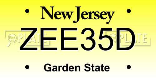 ZEE35D New Jersey License Plate