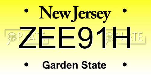 ZEE91H New Jersey License Plate