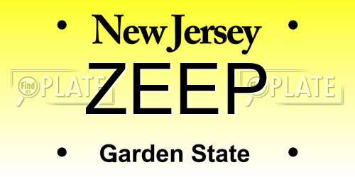 ZEEP New Jersey License Plate