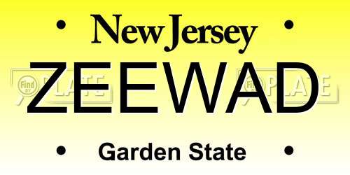 ZEEWAD New Jersey License Plate