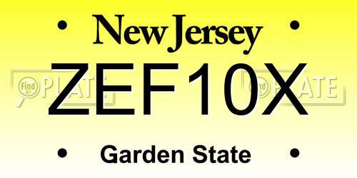 ZEF10X New Jersey License Plate