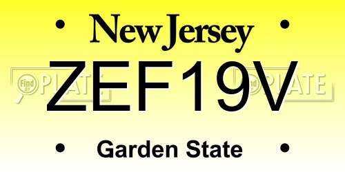 ZEF19V New Jersey License Plate