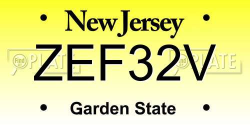 ZEF32V New Jersey License Plate