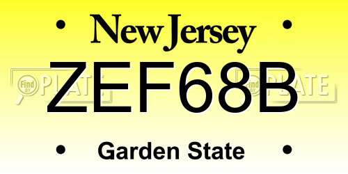 ZEF68B New Jersey License Plate