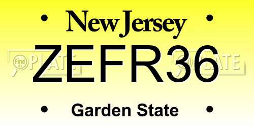 ZEFR36 New Jersey License Plate