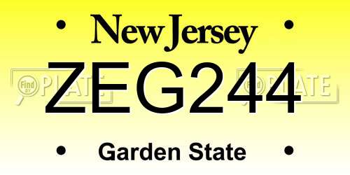 ZEG244 New Jersey License Plate