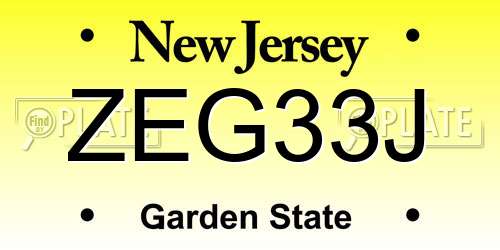 ZEG33J New Jersey License Plate