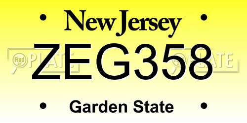 ZEG358 New Jersey License Plate
