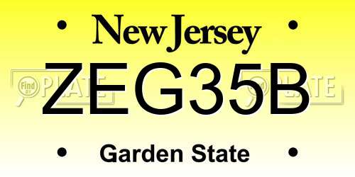 ZEG35B New Jersey License Plate