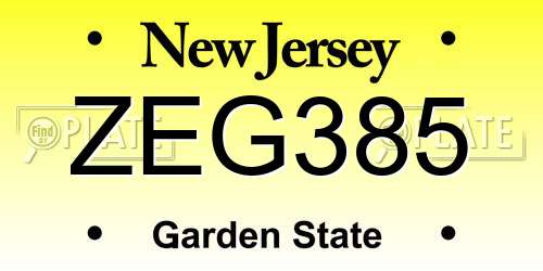 ZEG385 New Jersey License Plate