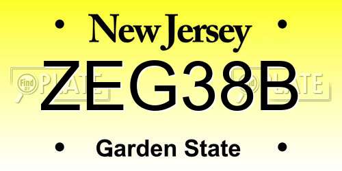 ZEG38B New Jersey License Plate
